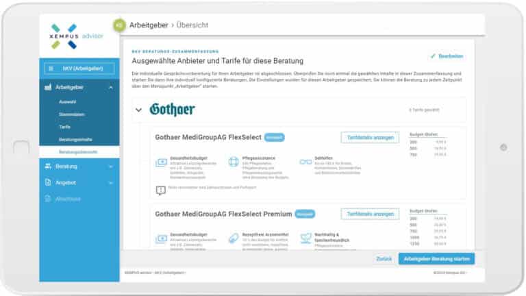 Die bKV-Budgettarife der Gothaer jetzt im XEMPUS advisor